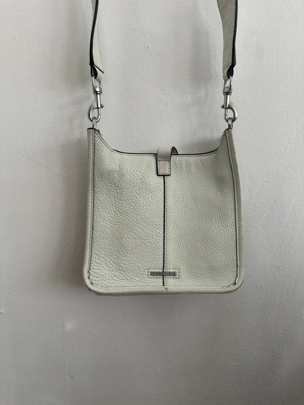 REBECCA MINKOFF Small White Leather Crossbody Purse